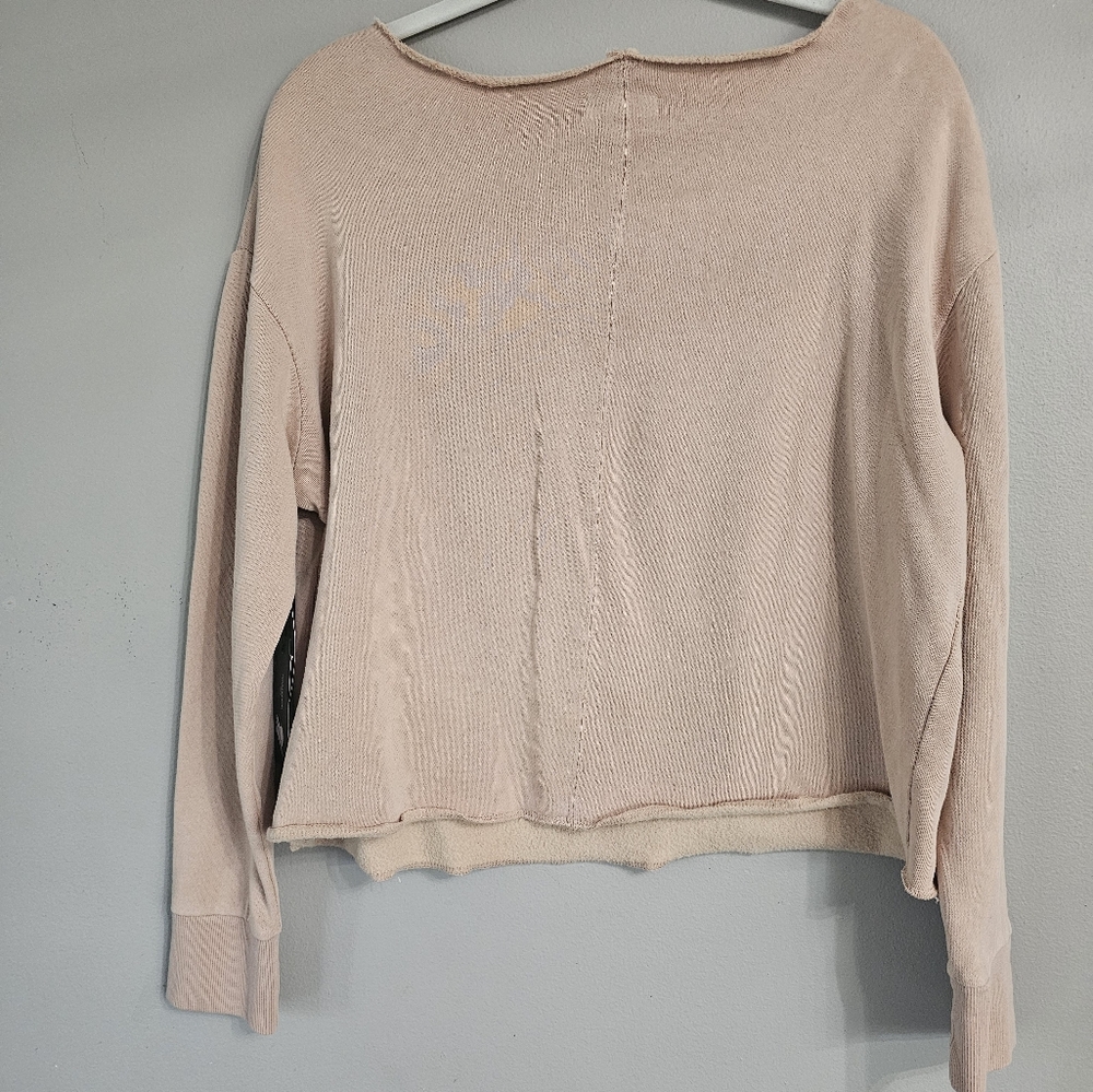 Fundamental Coast Wide Neck Off The Shoulder Sweatshirt.Rose Color/  Size S - Picture 4 of 5